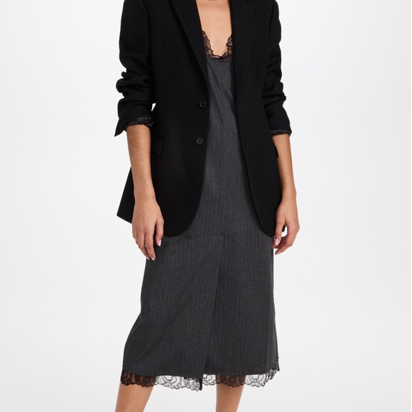 NWOT Ganni Drapey suiting u-neck midi dress SZ 32 - Picture 4 of 6